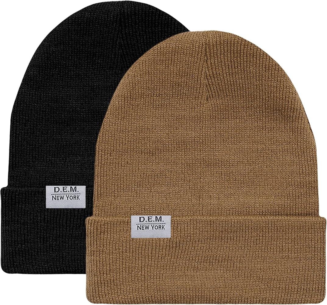 Unisex Beanie Hats - 2 Pack- Hat - Skull Caps Knit Beanie for Winter