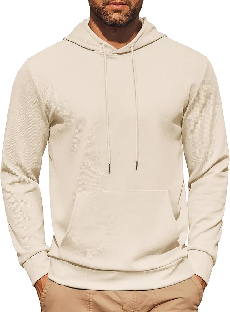 COOFANDY Mens Hoodie Long Sleeve Casual Pullover Hooded Sweatshirt Fashion Drawstring Hoodies with Pocket