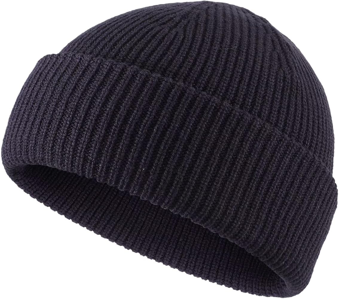 Connectyle Short Fisherman Beanie Hats for Men Women Acrylic Winter Warm Hat Knit Cuffed Beanies Watch Cap