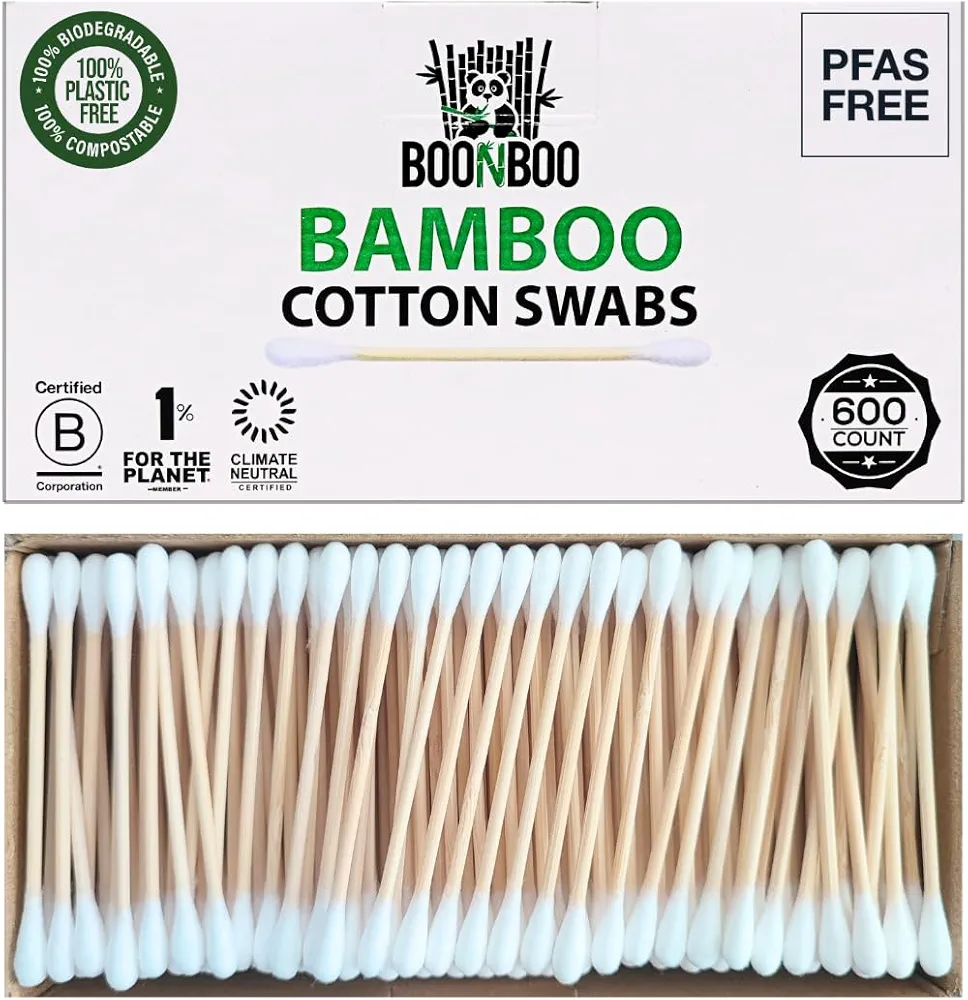 Organic Bamboo Cotton Swabs, PFAS-Free, 600 Count