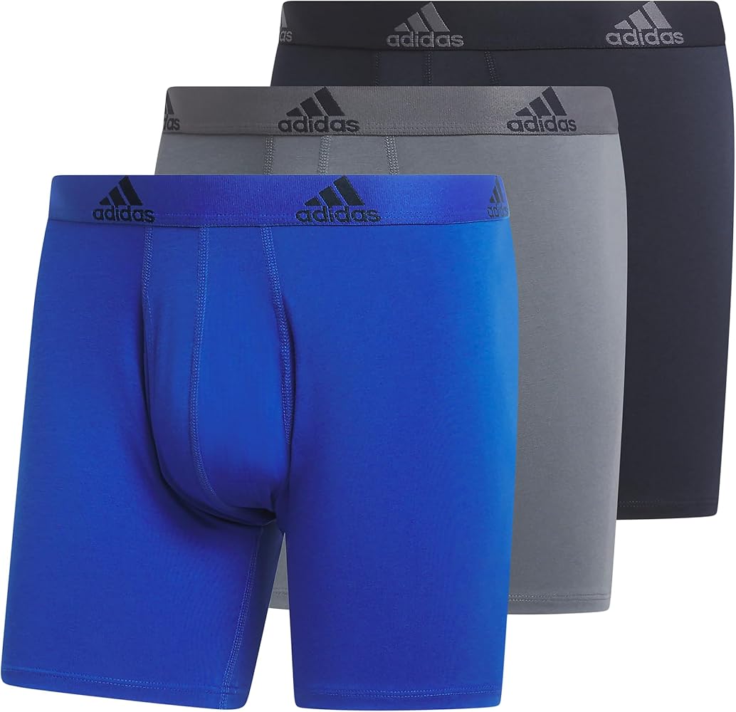 adidas Men's Performance Stretch Cotton Boxer Brief Underwear (3-Pack) Designed for Active Comfort and All Day Wear