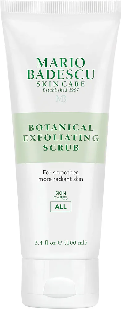 Mario Badescu Botanical Exfoliating Scrub for All Skin Types, Face Scrub with Ivory Palm Seeds & Green Tea Extract, Gentle Exfoliating Face Wash, 3.4 Fl Oz