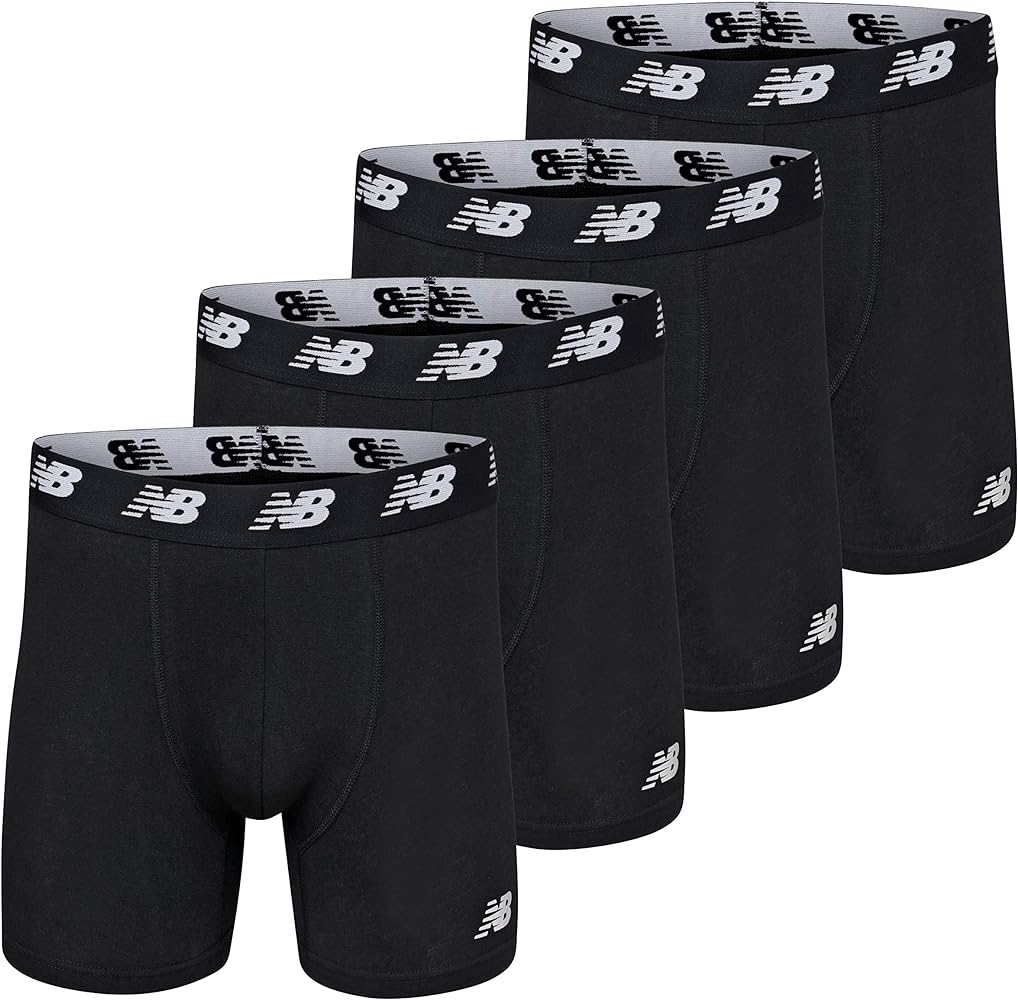 New Balance Men's 5" No Fly Cotton Performance Boxer Briefs, Multipack