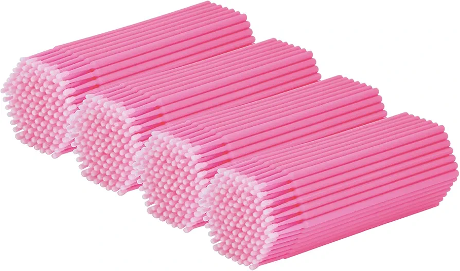 tifanso 400PCS Micro Cotton Swabs, Micro Swabs for Eyelash Extension, Disposable Micro Applicator Brush Micro Eyelash Swabs Pink(Head Diameter: 2.0mm)