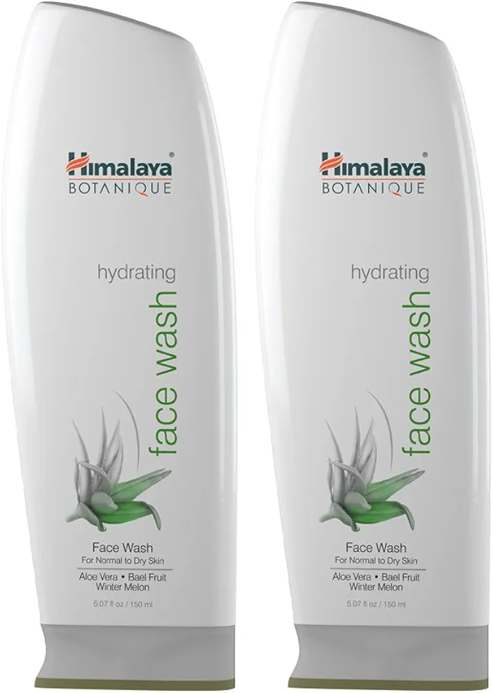 Himalaya Botanique Aloe Vera Hydrating Face Wash for Deep Cleansing and Ultra Moisturizing for Dry, Itchy Skin, 5.07 oz, 2 Pack