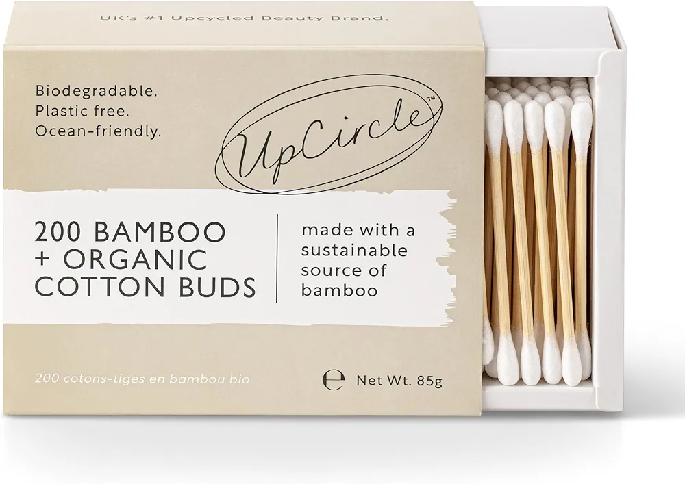 UpCircle Bamboo Cotton Buds - 200 Pieces - Sustainable, Plastic-Free, Fully Recyclable Ear Buds - A Staple For Any Bathroom