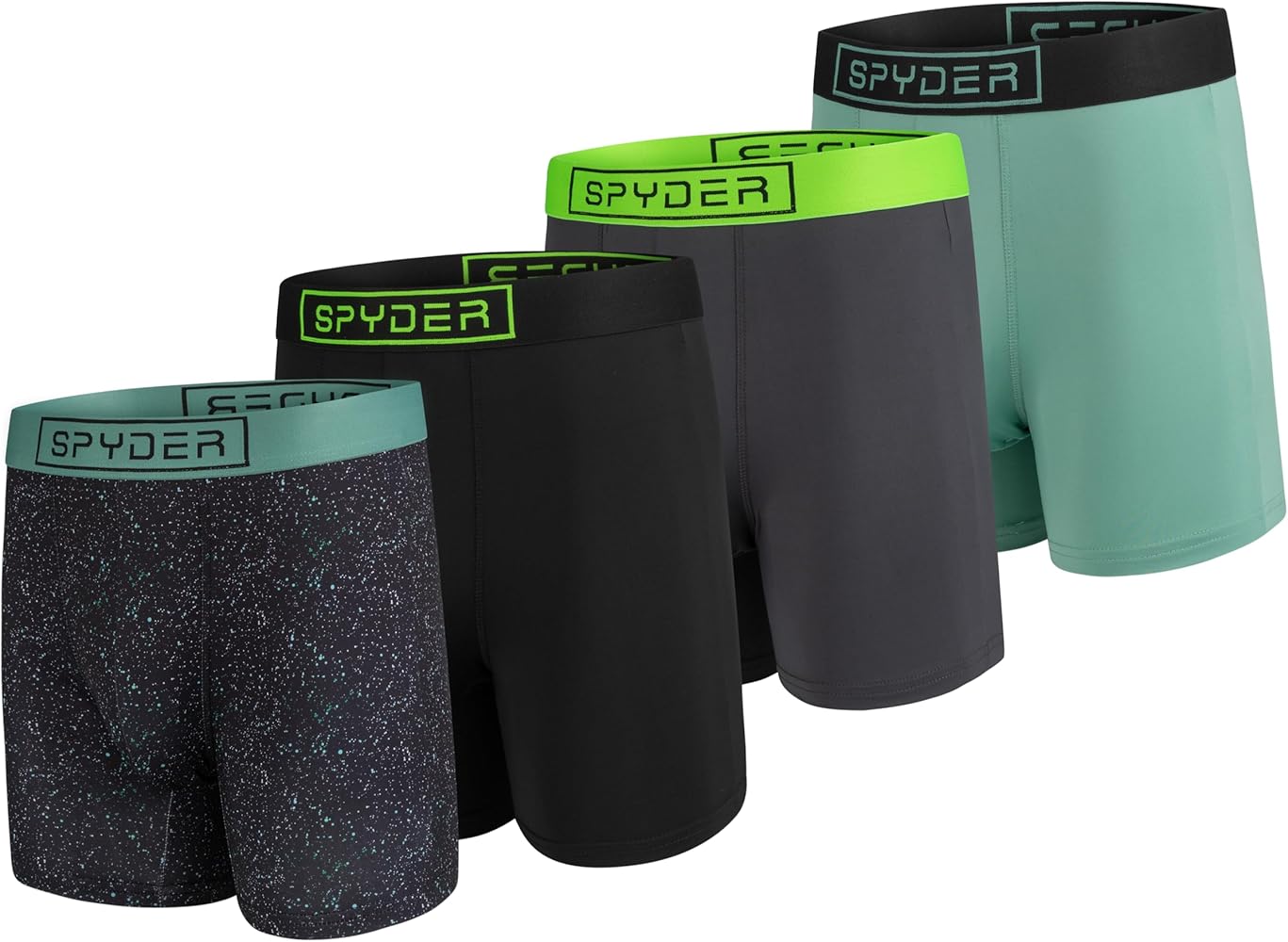 Spyder Mens Boxer Briefs 4 Pack Poly Spandex Performance Boxer Briefs Underwear