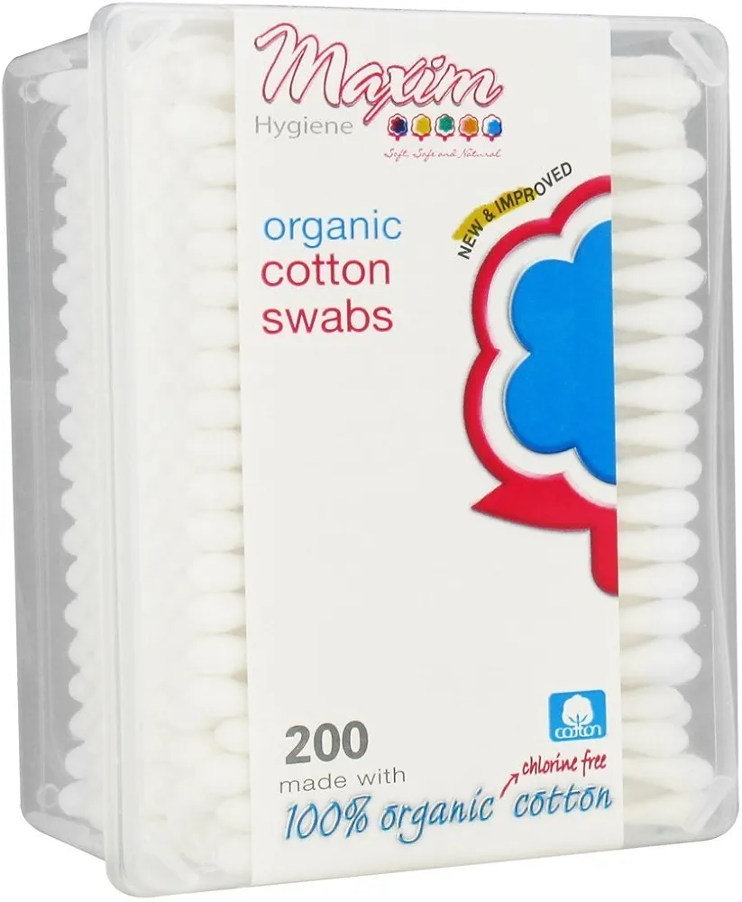 Maxim Hygiene Products Organic Cotton Swabs 200 ea (Pack of 6)