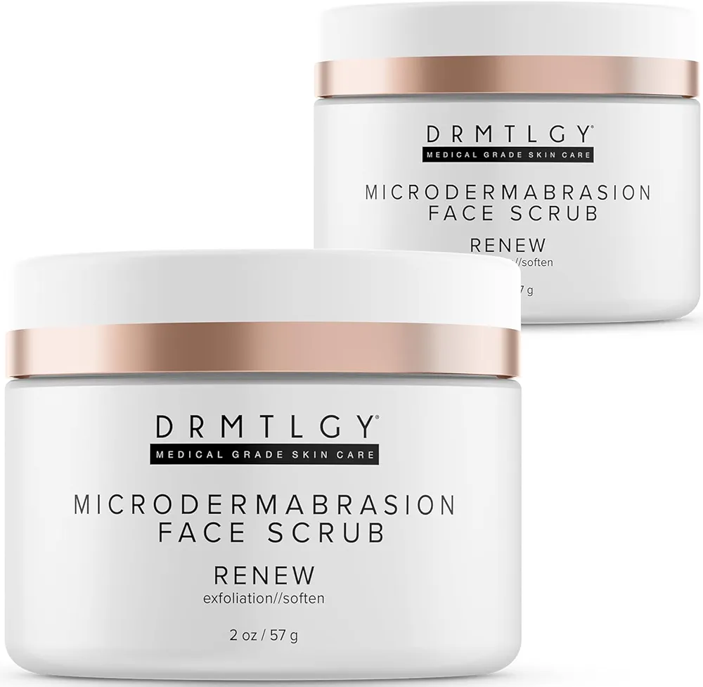 DRMTLGY Microdermabrasion Facial Scrub and Face Mask. Non-Abrasive Face Exfoliator Improves Acne Scars, Blackheads, Pore Size, and Skin Texture. 2 oz, 2 pack