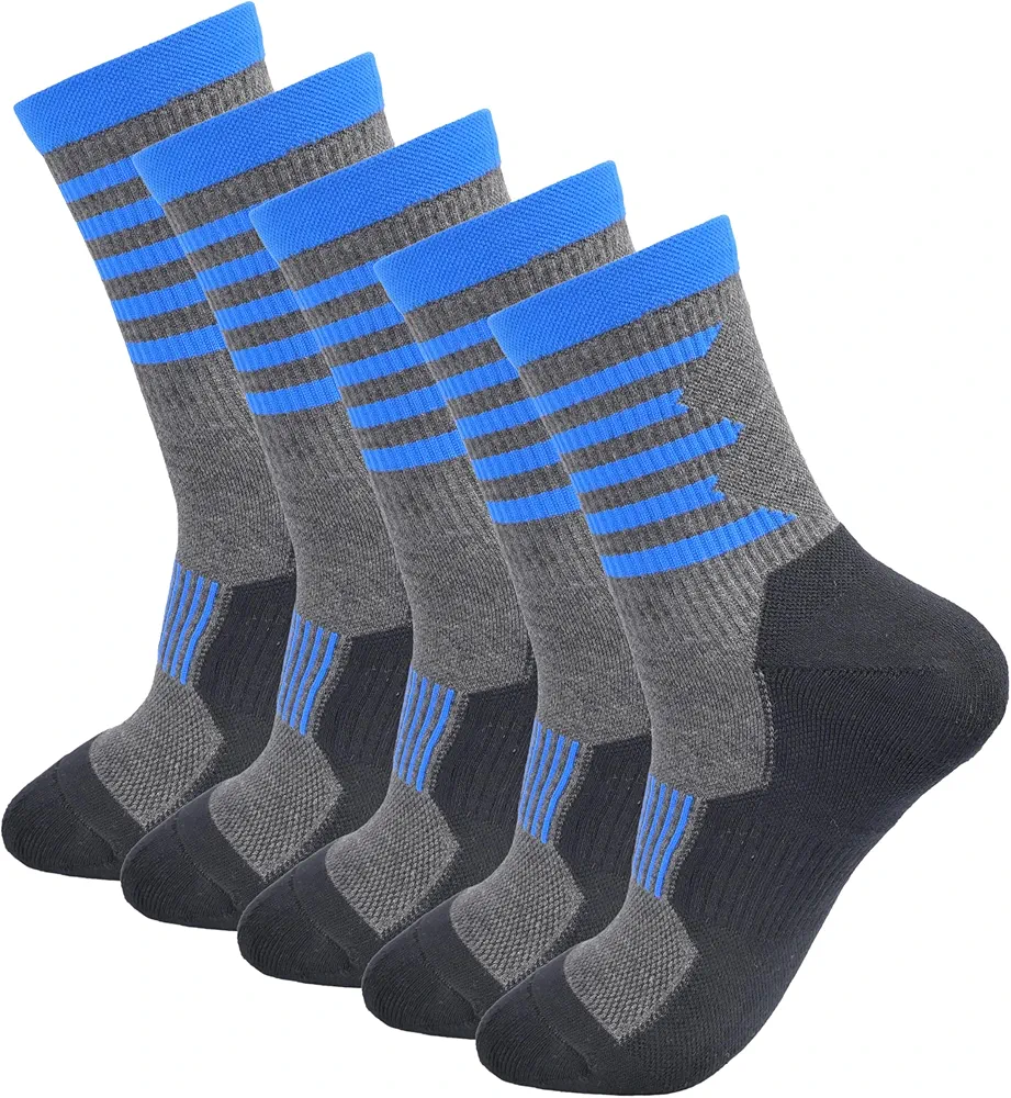 Men's Cushioned Anti Odor Blister Proof Quarter Crew Low Cut Compression Running Trekking Socks