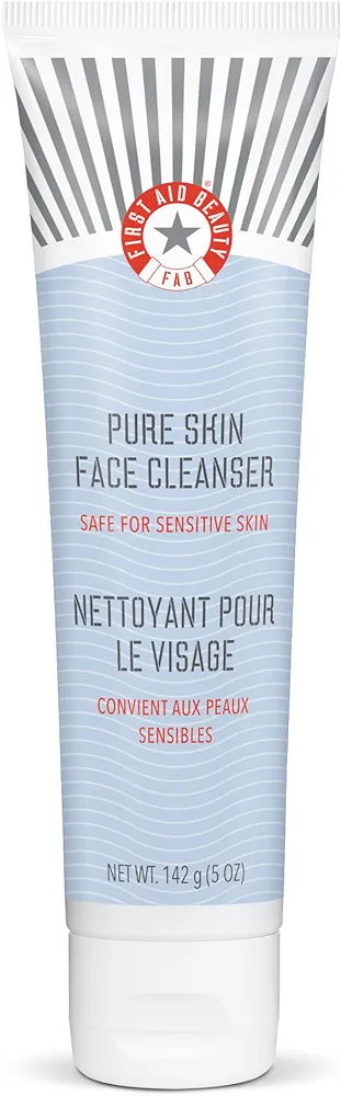 First Aid Beauty - Pure Skin Face Cleanser, Effectively Removes Makeup, Dirt, and Impurities, Gentle Cleanser Leaves Skin Soft & Supple, Safe for Sensitive Skin, Fragrance Free, 5 oz