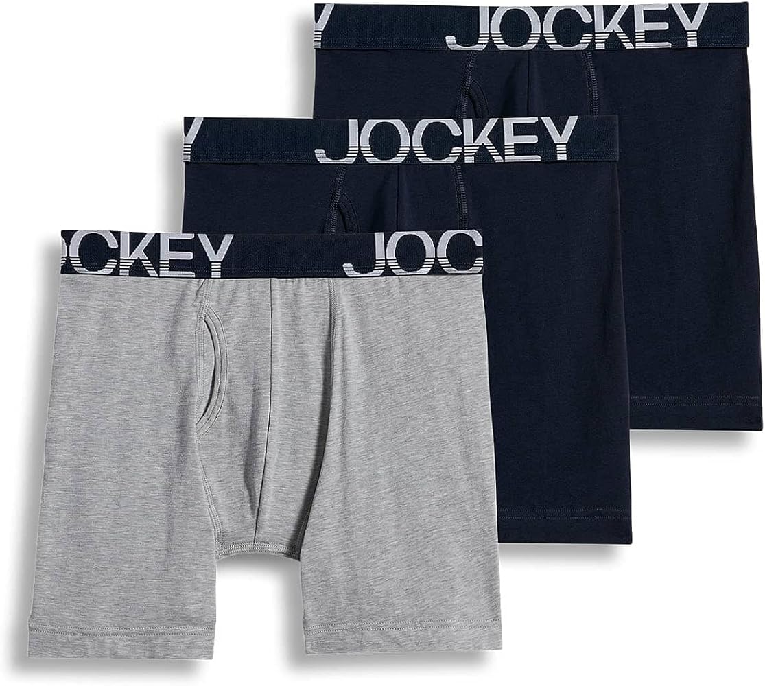 Jockey Men's Underwear ActiveStretch 7" Long Leg Boxer Brief - 3 Pack