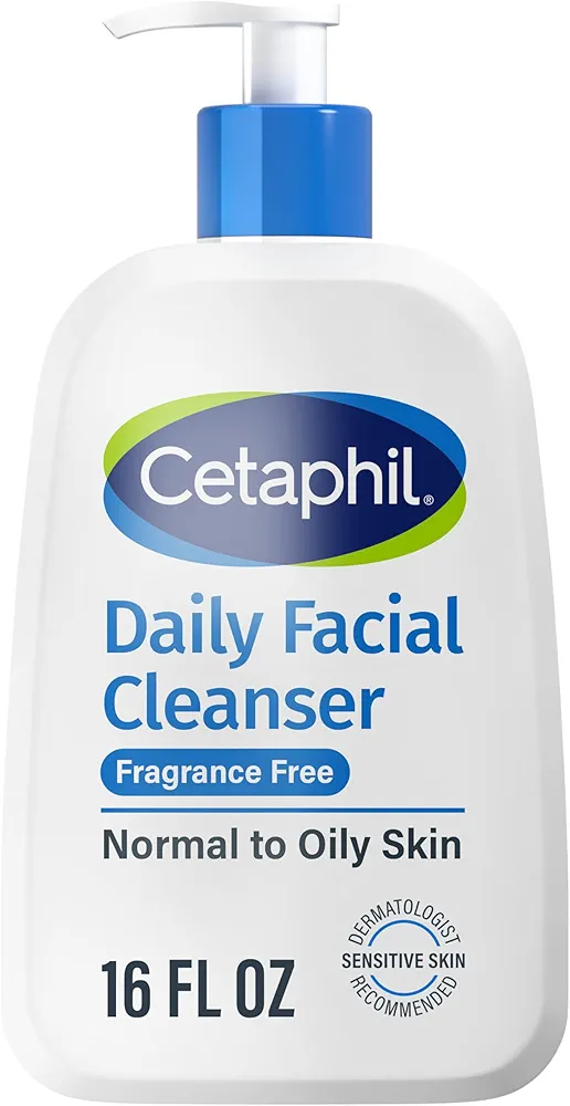 Cetaphil Face Wash, Daily Facial Cleanser for Sensitive, Combination to Oily Skin, 16 Oz, Fragrance Free, Gentle Foaming, Soap Free, Hypoallergenic