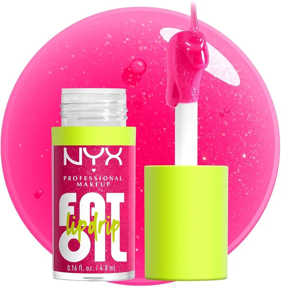 NYX PROFESSIONAL MAKEUP Fat Oil Lip Drip, Moisturizing, Shiny and Vegan Tinted Lip Gloss - Supermodel (Shimmering Magenta)