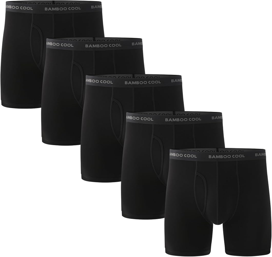 BAMBOO COOL Men’s Underwear Boxer Briefs 7-Pack Breathable and Soft with Fly Underwear for Men