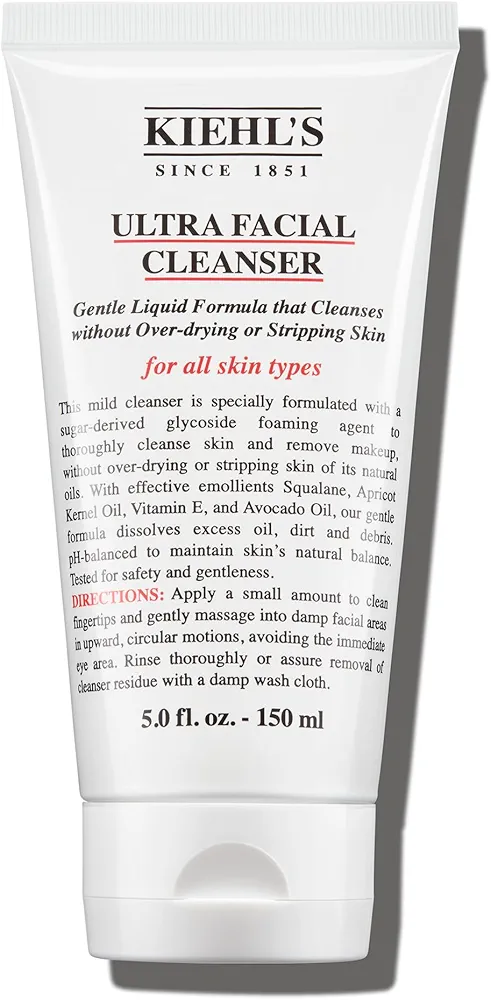 Kiehl's Ultra Facial Cleanser, Lightweight Foamy Facial Cleanser, Enriched Formula that Replenishes Skin Barrier, Gently Exfoliates and Moisturizes, Suitable for All Skin Types, Paraben Free