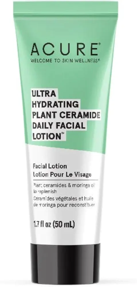 Acure Ultra Hydrating Plant Ceramide Facial Lotion - Morning Face Moisturizer for Deep Hydration, Skin Tone Balance - Made & Extract from Plant Ceramide, Niacinamide & Rice Bran Oil, 1.7 fl oz