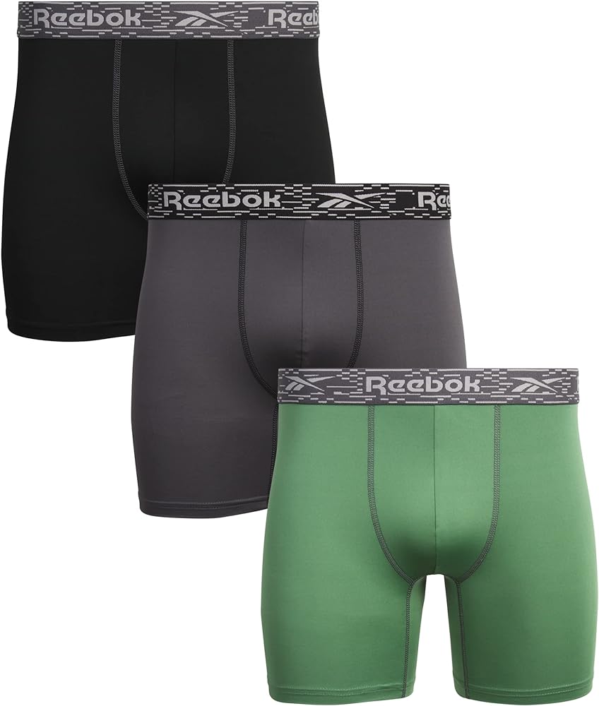 Reebok Men's Boxer Briefs - 3 Pack Moisture Wicking Athletic Performance Underwear - Boxer Briefs for Men (Sizes: S-XL)