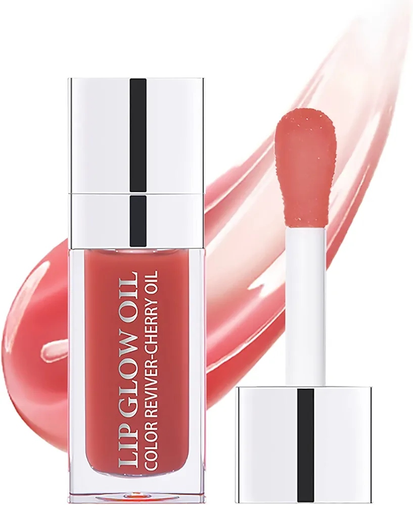 Hydrating Lip Glow Oil, Moisturizing Lip Gloss, Plumping Lip Oil, Non-Sticky Long Lasting Lip Oil Gloss, Transparent Lip Oil Tinted, Reduce lip lines (Rosewood(#012))