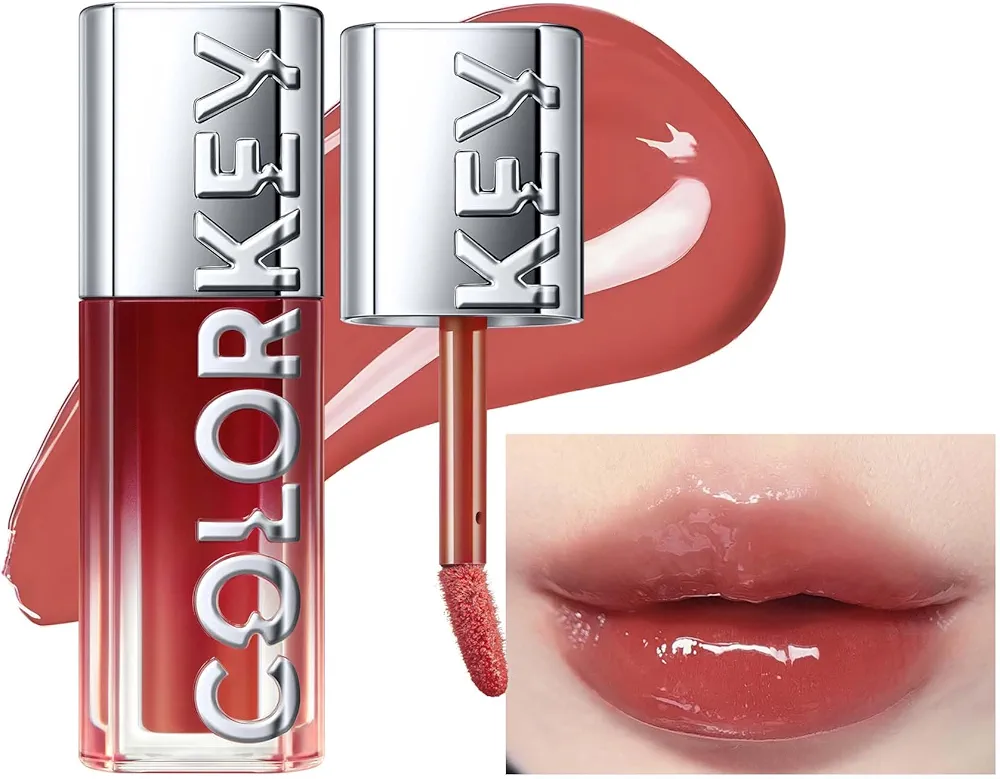 COLORKEY 3D Plump Oil Lip Gloss, High-shine Finish, Lip Tint, Moisturizing, Non-Sticky, Clear and Natural, Glassy Shine (G02 Morning Coffee, 3ml)