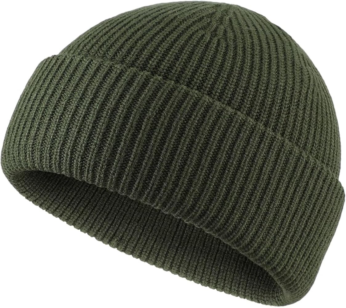 Connectyle Short Fisherman Beanie Hats for Men Women Acrylic Winter Warm Hat Knit Cuffed Beanies Watch Cap