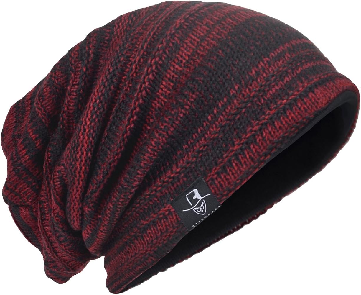 Men Oversize Skull Slouch Beanie Large Skullcap Knit Hat