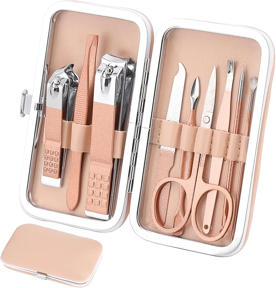 Manicure Set, Personal Care Nail Clipper Kit-9 Pieces, Professional Pedicure Set, Grooming Kit,Gift for Relatives, Friends, Families, Parent, Wife, Girlfriend