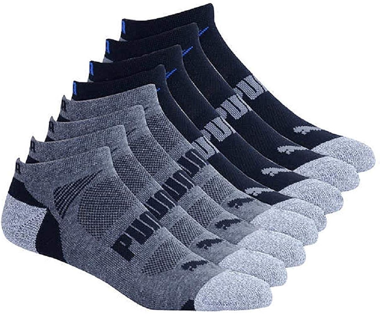 Puma Men's No show Sport Socks, Moisture Control, Arch Support (8 Pair)