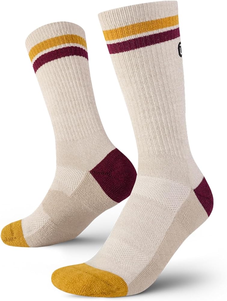 Outway Everyday Merino Wool Crew Socks, Moisture-Wicking Athletic Calf Socks with Arch Support for Women and Men