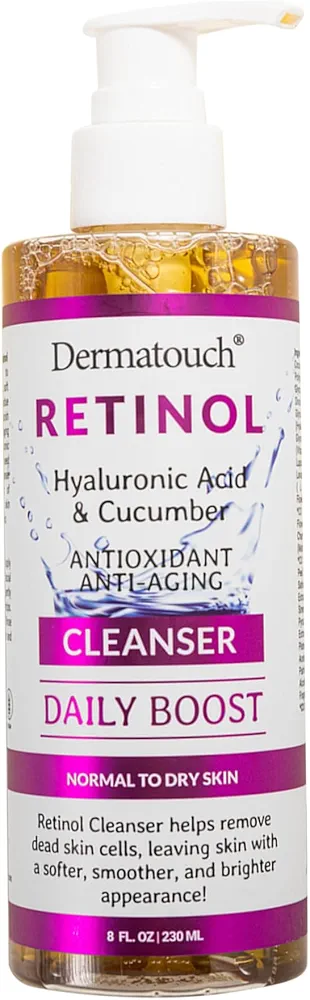 DERMATOUCH Retinol Face Cleanser, 8 oz - Hyaluronic Acid, Cucumber & Vitamins - Made in America