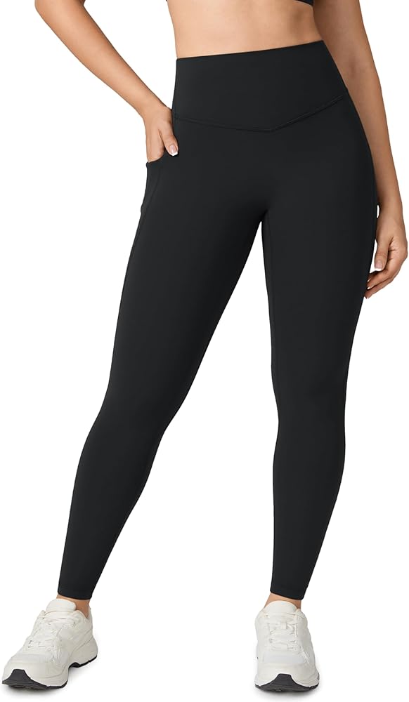 Hugcurve No Front Seam High Waisted Workout Leggings with Pockets for Women Buttery Soft Yoga Pants Gym Tights - 25''