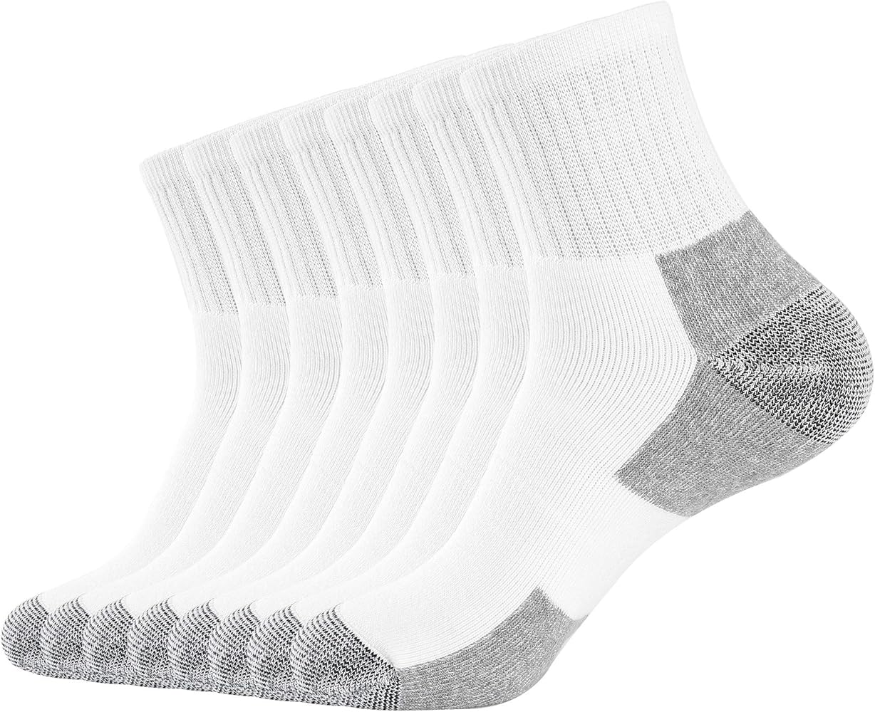 WANDER Men's Athletic Ankle Socks 3/8 Pairs Thick Cushion Running Socks for Men&Women Cotton Socks 6-9/9-12/12-15