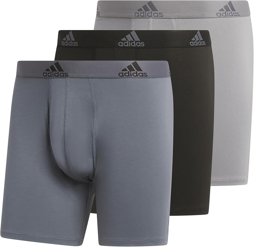 adidas Men's Performance Stretch Cotton Boxer Brief Underwear (3-Pack) Designed for Active Comfort and All Day Wear