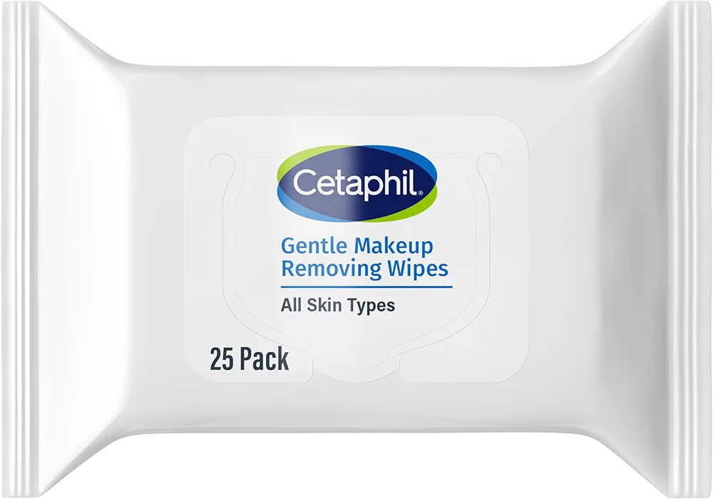 Cetaphil Gentle Makeup Removing Face Wipes, Daily Cleansing Facial Towelettes Gently Remove Makeup, Fragrance and Alcohol Free, 25 Count