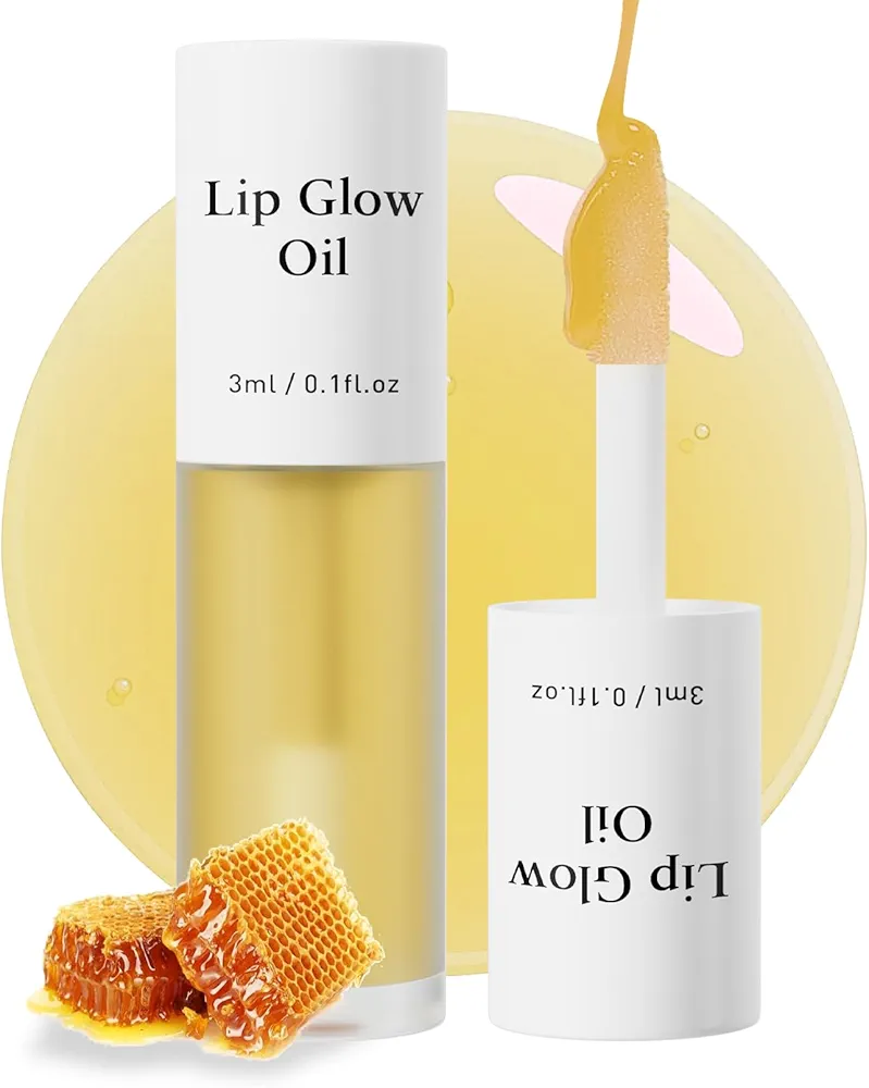 Hydrating Lip Glow Oil, Moisturizing Lip Plumper Gloss, Transparent Plumping Lip Gloss, Lip Oil, Lip Balm for Lip Care and Dry Lips (Honey)