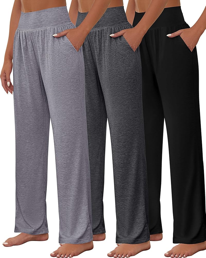 Neer 3 Pcs Women's Wide Leg Yoga Pant Comfy Loose Sweatpants High Waist Lounge Casual Athletic Pant Workout Joggers Pant