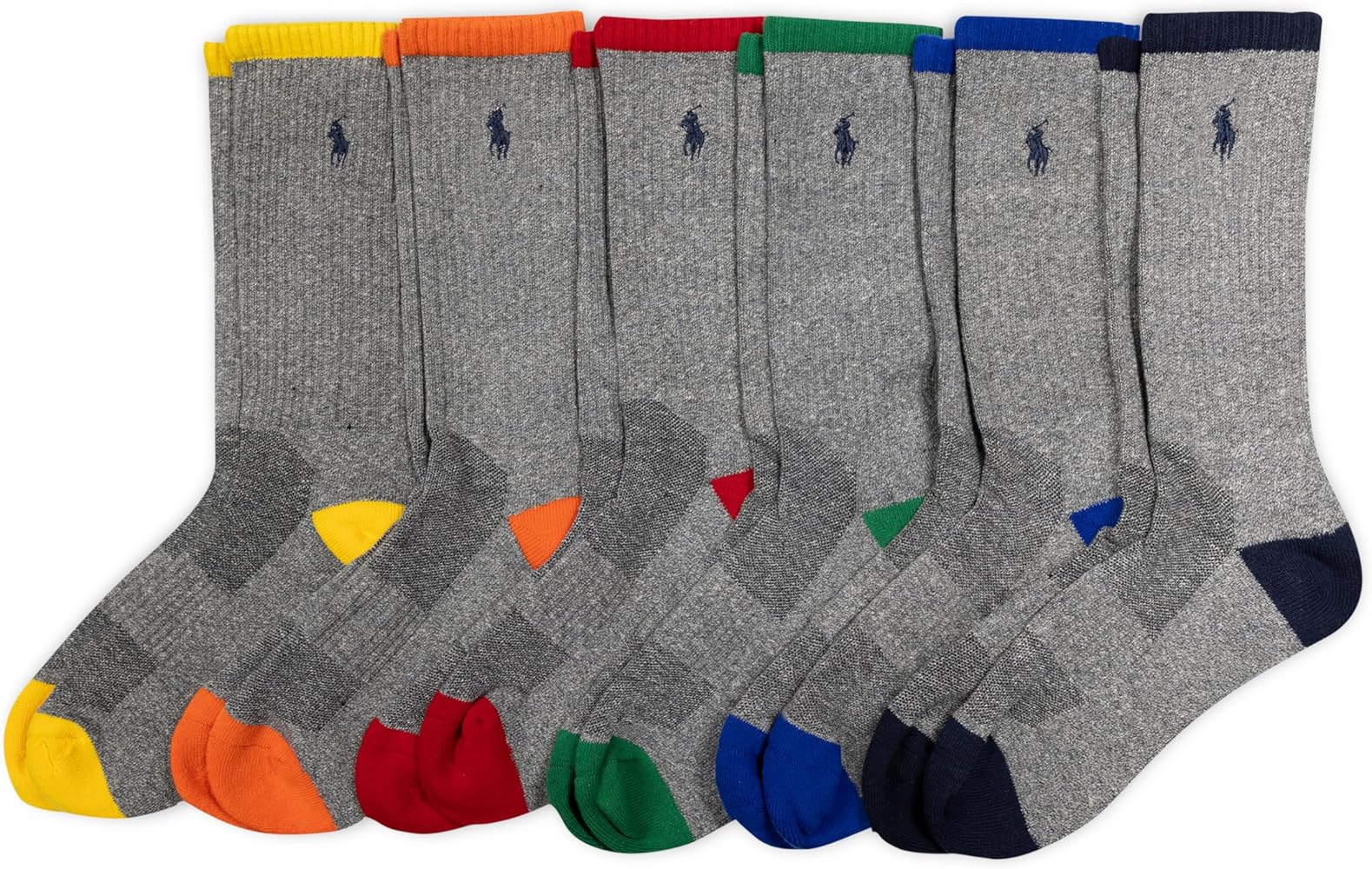 POLO RALPH LAUREN Men's Athletic Performance Cotton Crew Socks - 6 Pair Pack - Moisture Wicking Mesh