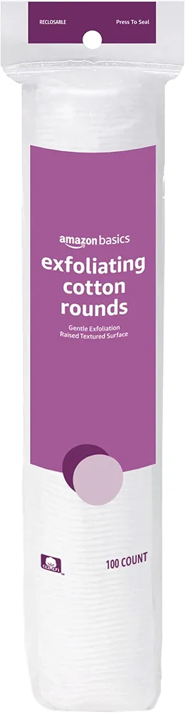 Amazon Basics Exfoliating Cotton Rounds, 100 Count (Pack of 1)