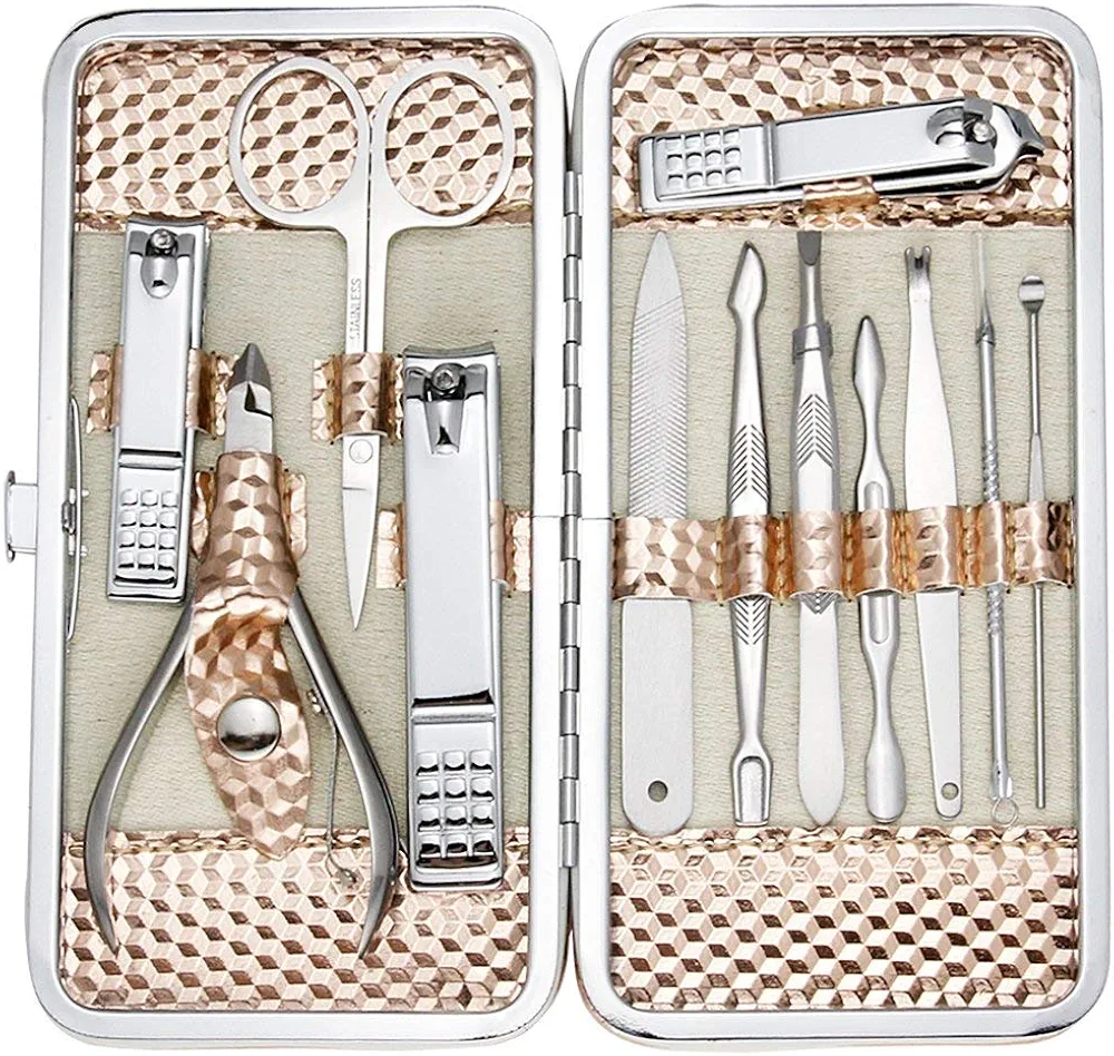 ZIZZON Professional Nail Care kit Manicure Grooming Set with Travel Case(Rose Gold)