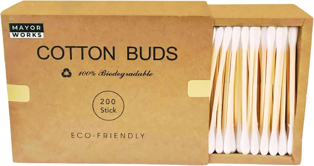 Cotton Buds cotton swabs for ears wooden sticks cotton swabs for makeup removal travel size eco-friendly organic cotton swabs biodegradable cotton swabs for face round tip