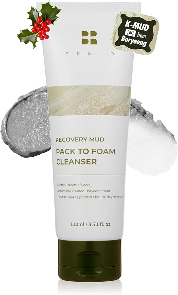 Cardi B Cleanser Recovery Mud Pack to Foam Facial Cleanser | 2-in-1 Hydrating Korean Foaming Cleanser Face Wash for Pore Reduction, Sebum Control & Makeup Cleansing | Clay Mask (3.72 fl oz)